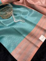 Anya (Semi silk jacquard ) -  Sky blue and peach