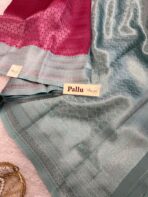 Anya (semi silk saree) - Fuchsia and ice blue - Image 2