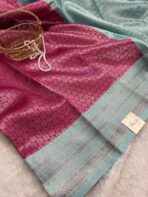 Anya (semi silk saree) - Fuchsia and ice blue