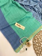 Jessi (Mul chanderi saree) - True blue & Turqoise - Image 2