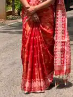 Raaga (Ikat woven Mul tissue) - Rust Orange - Image 6