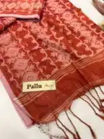 Raaga (Ikat woven Mul tissue) - Rust Orange - Image 2