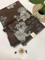 Janet (Semi-silk blend saree) - Brown - Image 2