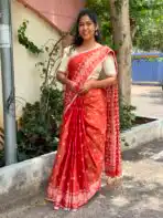 Raaga (Ikat woven Mul tissue) - Rust Orange