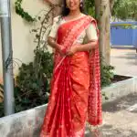 Raaga (Ikat woven Mul tissue) - Rust Orange