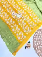 Jessi (Mul chanderi saree) - Lime & Yellow - Image 2