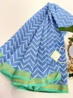 Jessi (Mul chanderi saree) - True blue & Turqoise