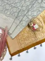 Sithara (Banarasi soft silk) - Grey & Caramel
