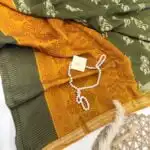 Jessi (Mul chanderi saree) - Olive & Mustard