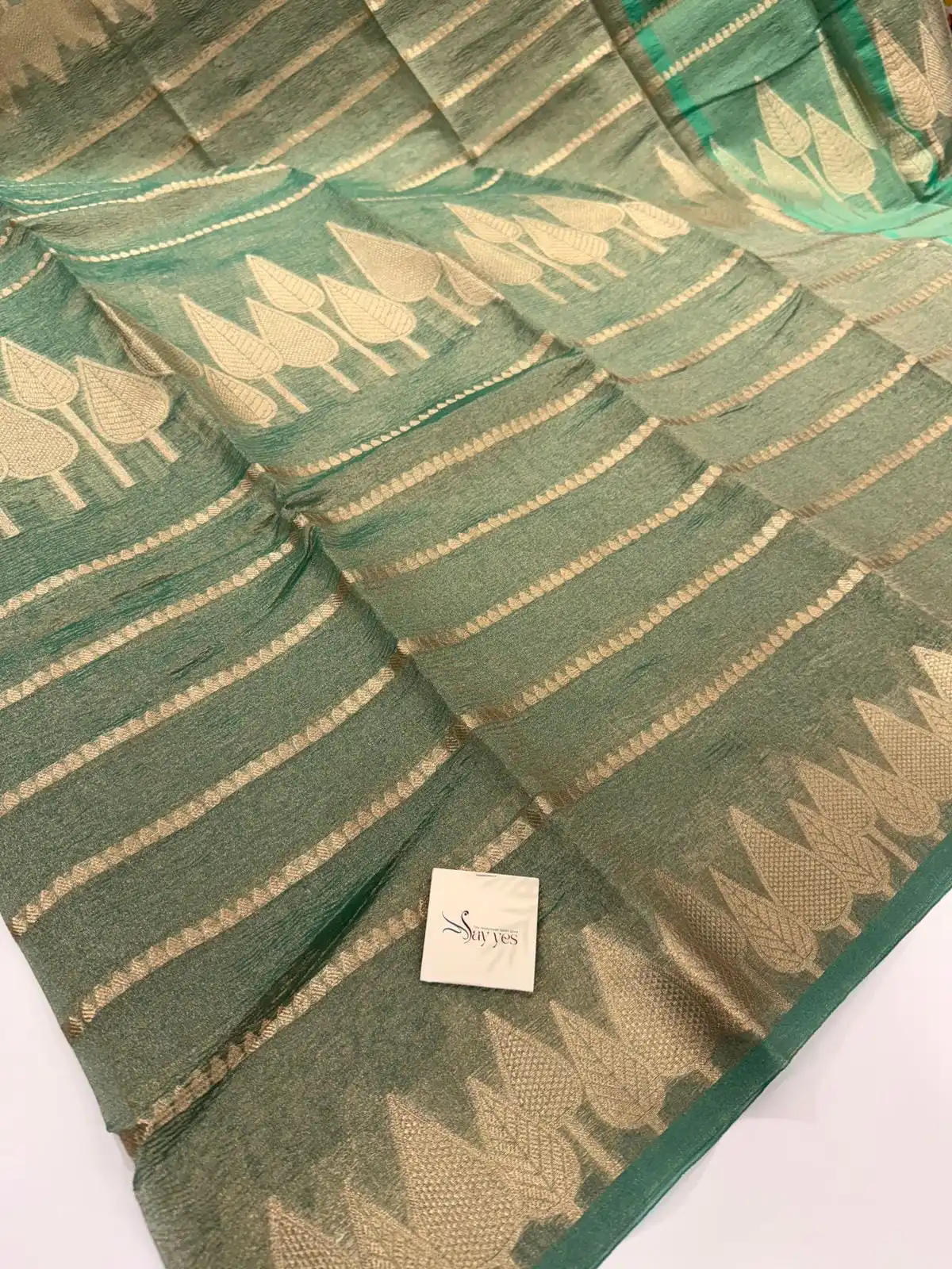 b8845eb8-1ca2-4f44-a73f-dda389577b2f Hiranya (Crushed tissue silk) - Persian green - Image 1