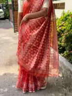 Raaga (Ikat woven Mul tissue) - Rust Orange - Image 7