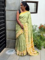 Jessi (Mul chanderi saree) - Lime & Yellow