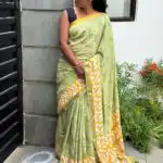 Jessi (Mul chanderi saree) - Lime & Yellow