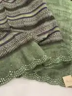 Aathmika (Handloom Tussar) - Forest Green - Image 3