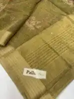 Kushi (Banarasi tissue silk) - Olive green - Image 5