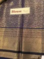 Chandrika (Kancheevaram tissue silk) - Golden peach & Navy - Image 6