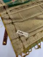Poongothai (Tissue Kancheevaram silk) - Golden green - Image 4