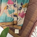 Maple leaves (Chanderi silk) - True blue