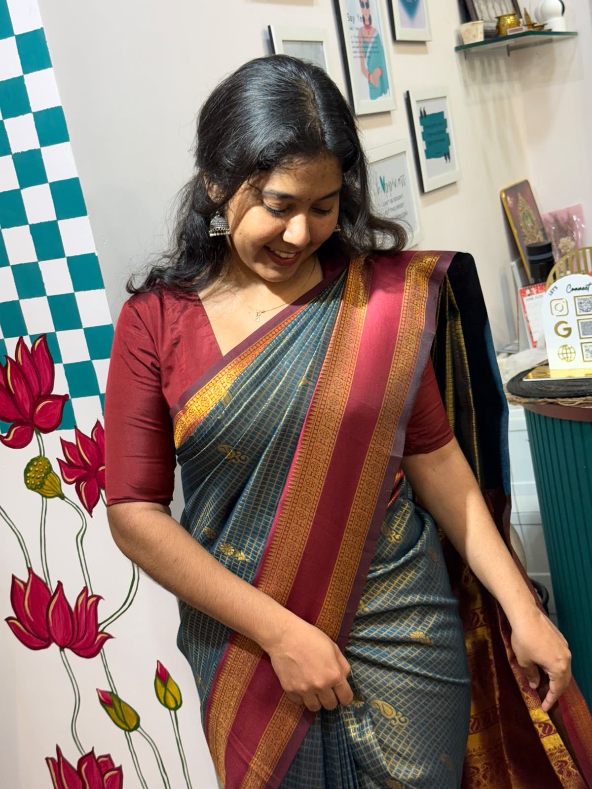 6a5b1b9f-2202-4c74-a39b-d5b397ce2264 Mohini (Semi silk) - Slate blue - Image 1