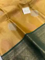Dakshayini (Kancheevaram soft silk)- Mango yellow & Bottle green - Image 4