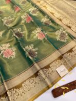 Poongothai (Tissue Kancheevaram silk) - Golden green - Image 2