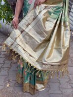 Poongothai (Tissue Kancheevaram silk) - Golden green - Image 7