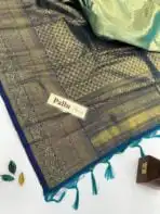 Kannagi (Kanchi silk-blend) - Green & Blue - Image 4