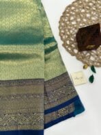 Kannagi (Kanchi silk-blend) - Green & Blue - Image 3