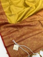 Meenakshi (Kanchi silk-blend) - Yellow & Red - Image 4