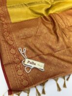 Meenakshi (Kanchi silk-blend) - Yellow & Red - Image 5