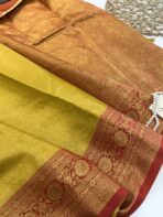 Meenakshi (Kanchi silk-blend) - Yellow & Red - Image 3