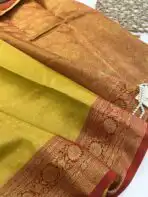 Meenakshi (Kanchi silk-blend) - Yellow & Red - Image 3