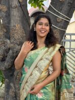 Poongothai (Tissue Kancheevaram silk) - Golden green