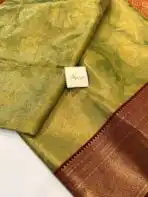 Chandrika (Kancheevaram tissue silk) - Pista green & Maroon - Image 2