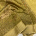 Kushi (Banarasi tissue silk) - Olive green