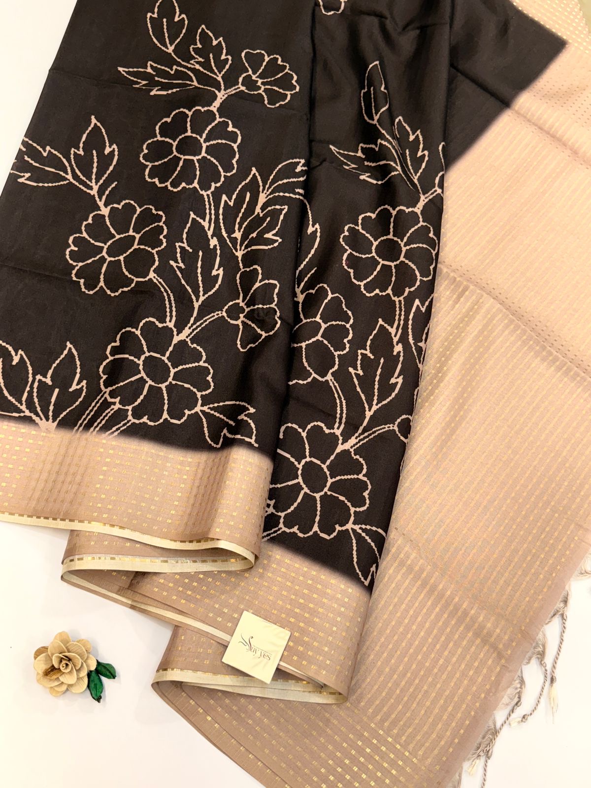 e7d58ec1-03b6-4a55-8edb-ff2eb2c413f0 Sindhu (Viscoses silk) - Midnight black - Image 1