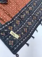 Monica (Katha embroidered Chanderi) - Orange - Image 3