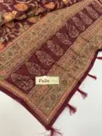Monica (Katha embroidered Chanderi) - Maroon - Image 3