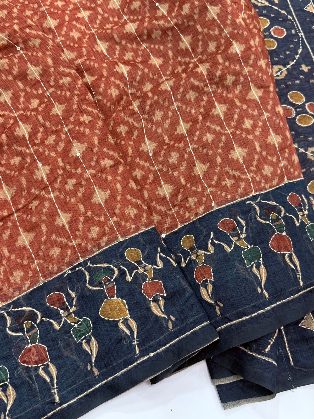 29f0648c-25f4-494a-a1dd-0acb7ce60c1a Monica (Katha embroidered Chanderi) - Orange - Image 1