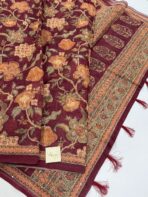 Monica (Katha embroidered Chanderi) - Maroon