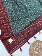 Monica (Katha embroidered Chanderi) - Deep teal - Image 2