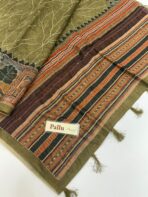 Monica (Katha embroidered Chanderi) - Moss green - Image 3
