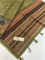 Monica (Katha embroidered Chanderi) - Moss green - Image 3