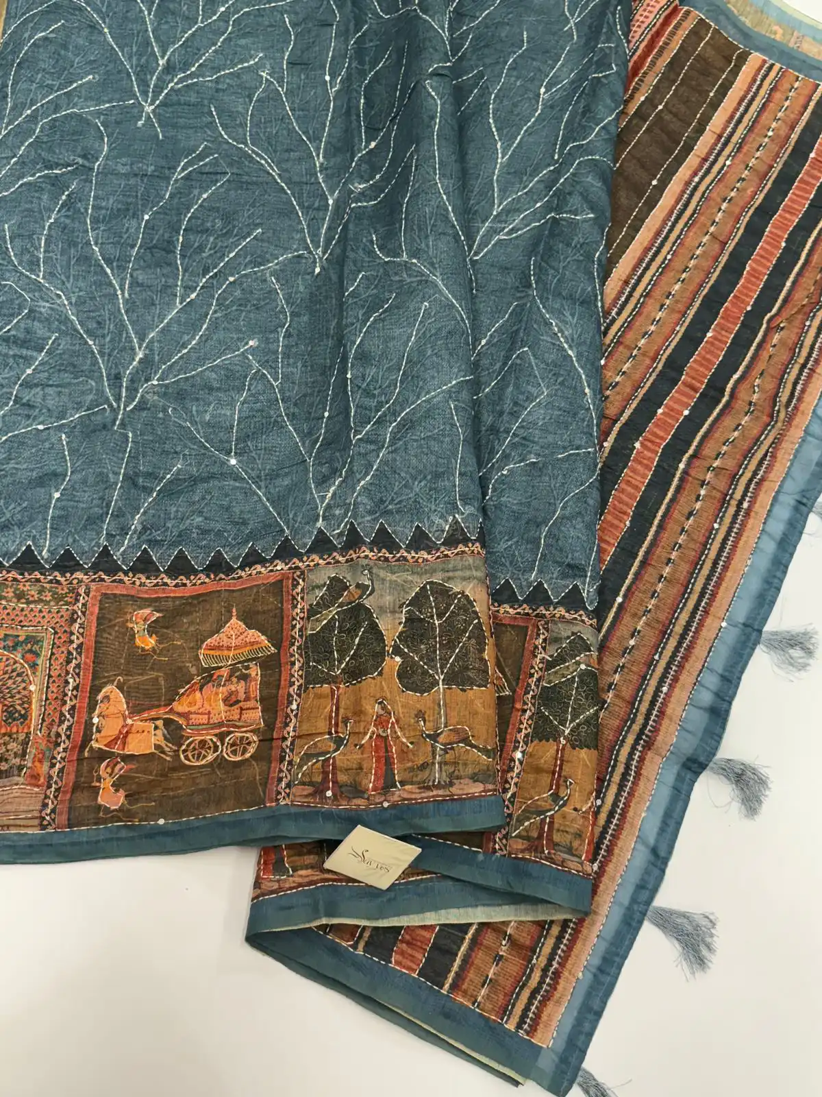 IMG-20251006-WA0014 Monica (Katha embroidered Chanderi) - Blue - Image 1
