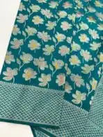Mridhula (Banarasi semi silk) - Teal - Image 2