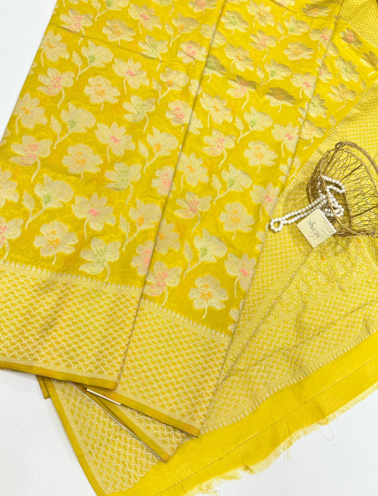 IMG-20251012-WA0009 Mridhula (Banarasi semi silk) - Yellow - Image 1
