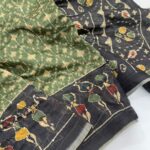 Monica (Katha embroidered Chanderi) - Olive green