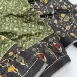 Monica (Katha embroidered Chanderi) - Olive green