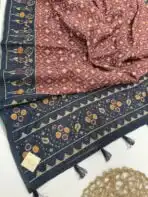 Monica (Katha embroidered Chanderi) - Dusty rose - Image 2