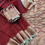Antara (Banarasi tissue silk) - Regal Maroon